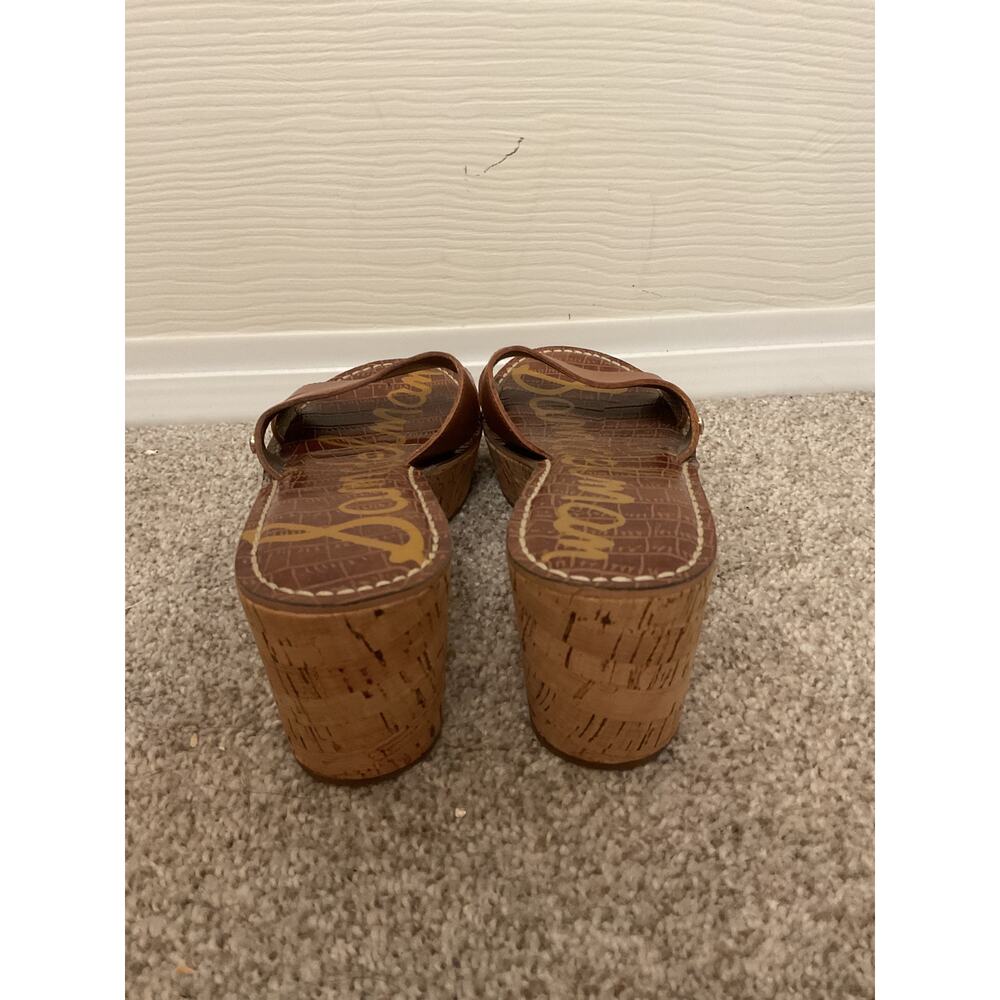 Sam Edelman Reid Brown Leather Wedge Sandals, sz 8.5 - Picture 3 of 7